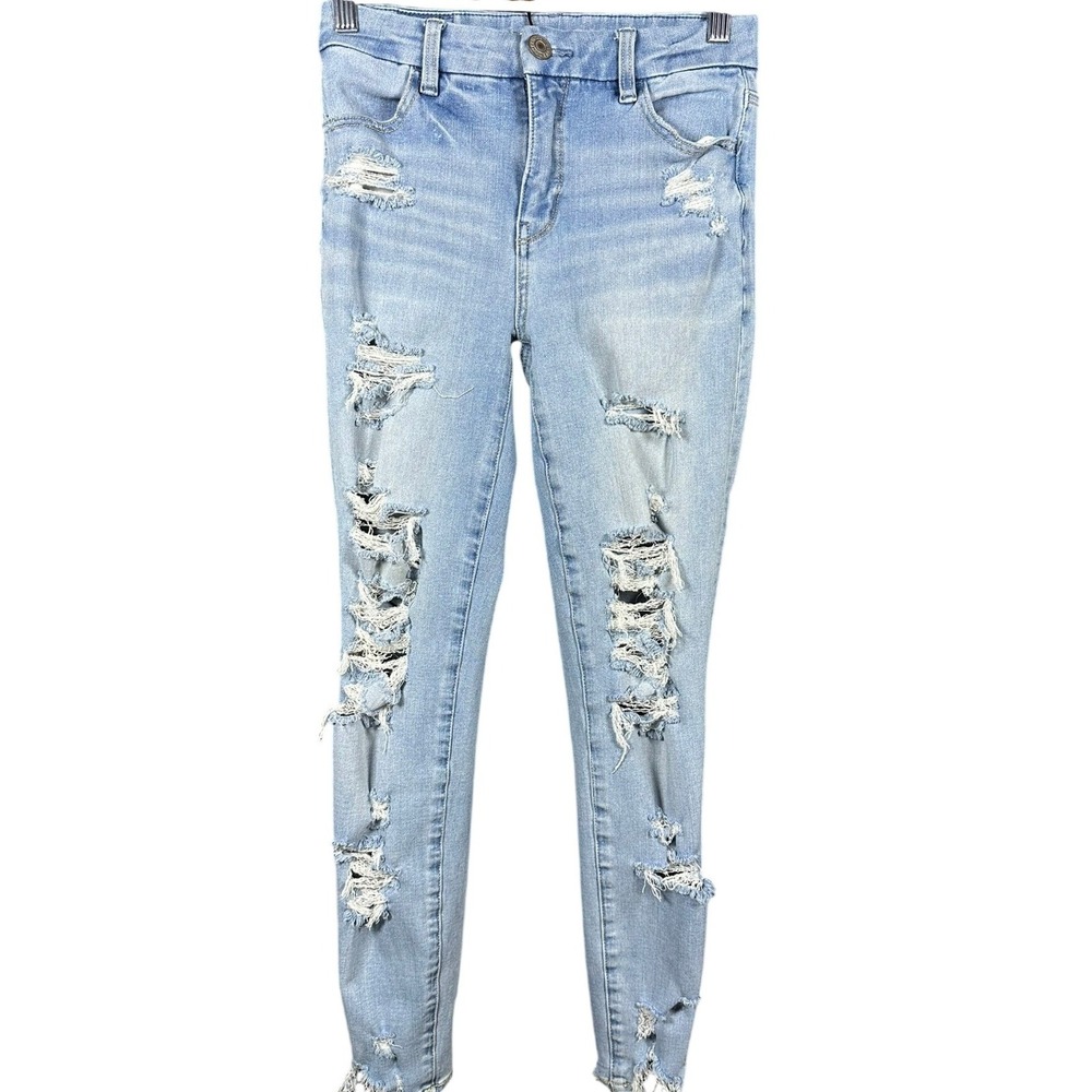 American Eagle The Dream Jean Womens 0 Light Wash Distressed Ripped Skinny Jeans